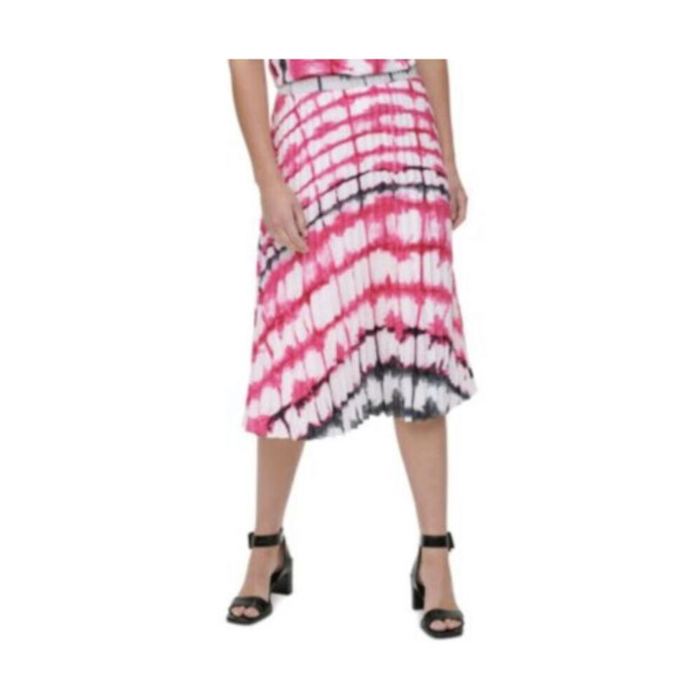 CALVIN KLEIN Womens Pink Unlined Midi Wear To Work Accordion Pleat Skirt XL